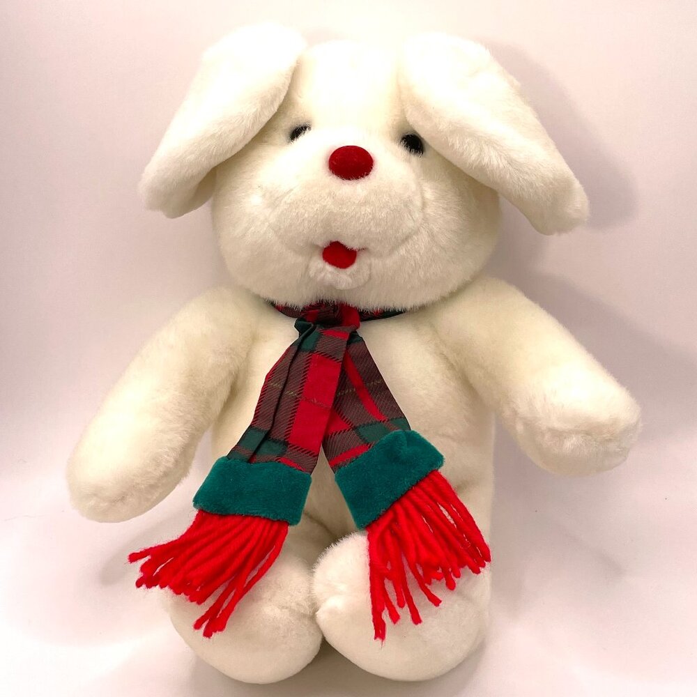 Commonwealth Christmas Mouse Stuffed Animal 14 inch White Holiday Gift VTG Plush
